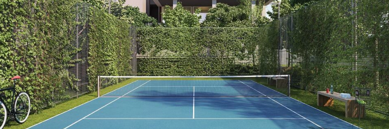 Sports amenities like tennis courts can be convenient for residents to develop a daily fitness routine.